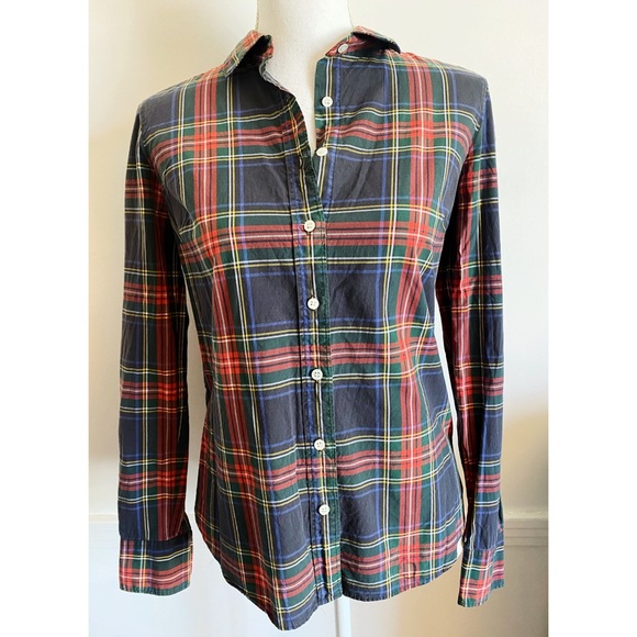 J. Crew Tops - J. Crew • Red Navy Plaid Button Down Shirt